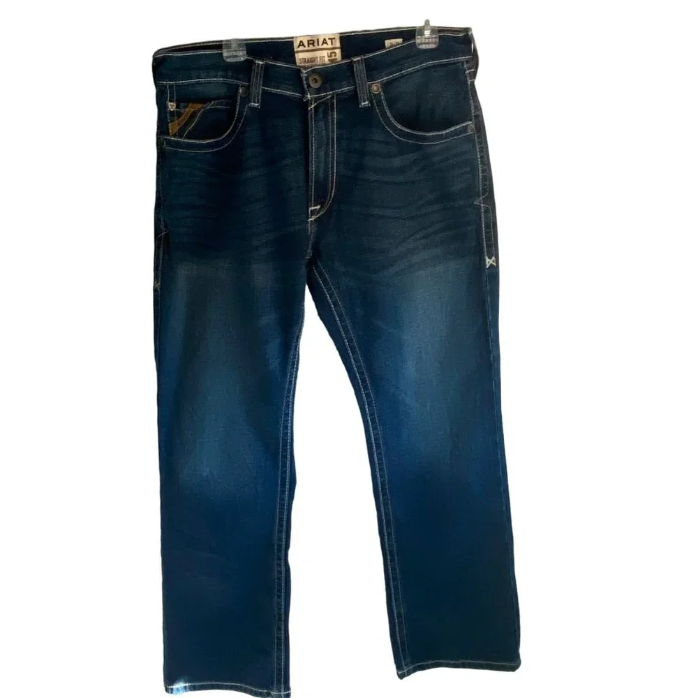 ARIAT Straight Fit Straight Leg M5 Size 34 X 30 Mens Denim Jeans - Loop Lock - Picture 1 of 16